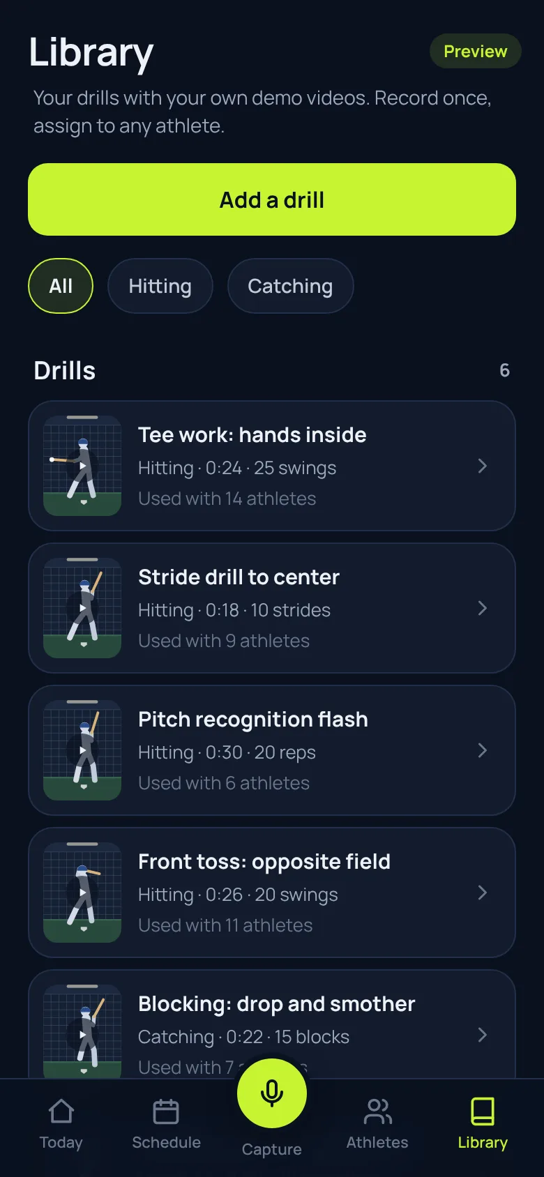 Drill library with the coach's own demo videos